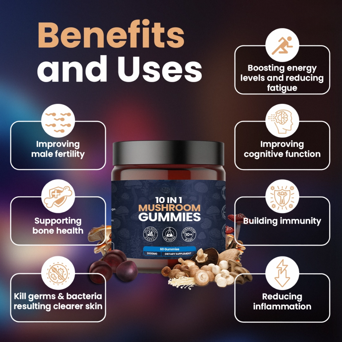 KASTOX 10 IN 1 MUSHROOM DAILY GUMMIES
