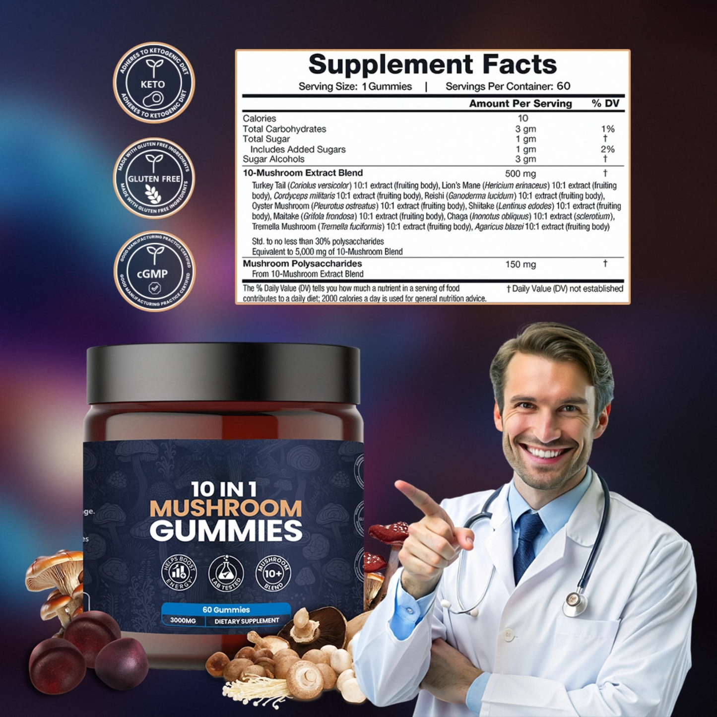 KASTOX 10 IN 1 MUSHROOM DAILY GUMMIES