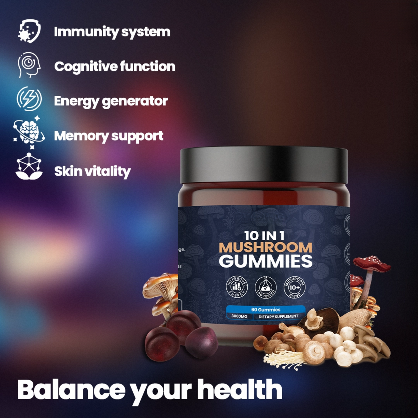 KASTOX 10 IN 1 MUSHROOM DAILY GUMMIES