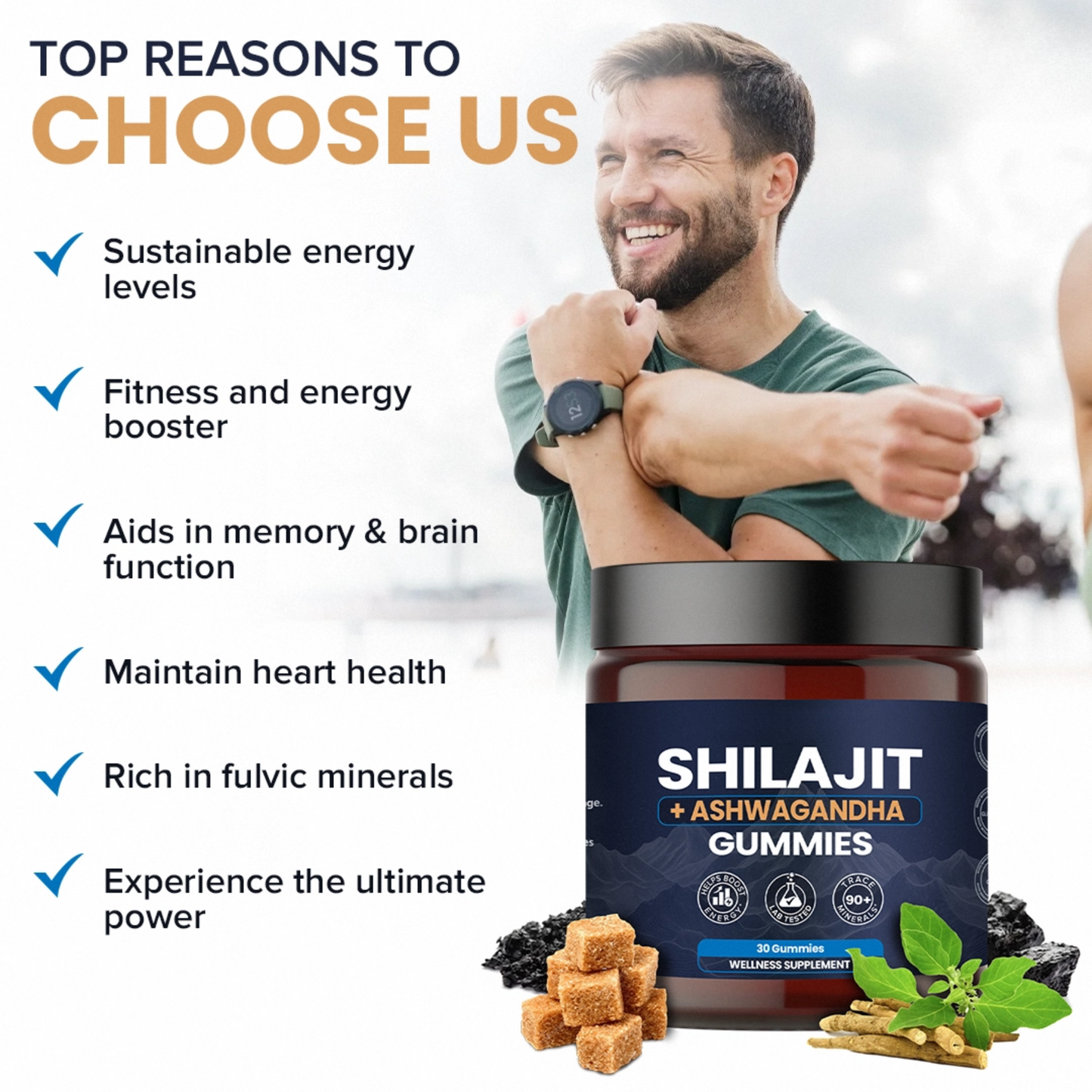 KASTOX SHILAJIT & ASHWAGANDHA 2 IN 1 WELLNESS GUMMIES
