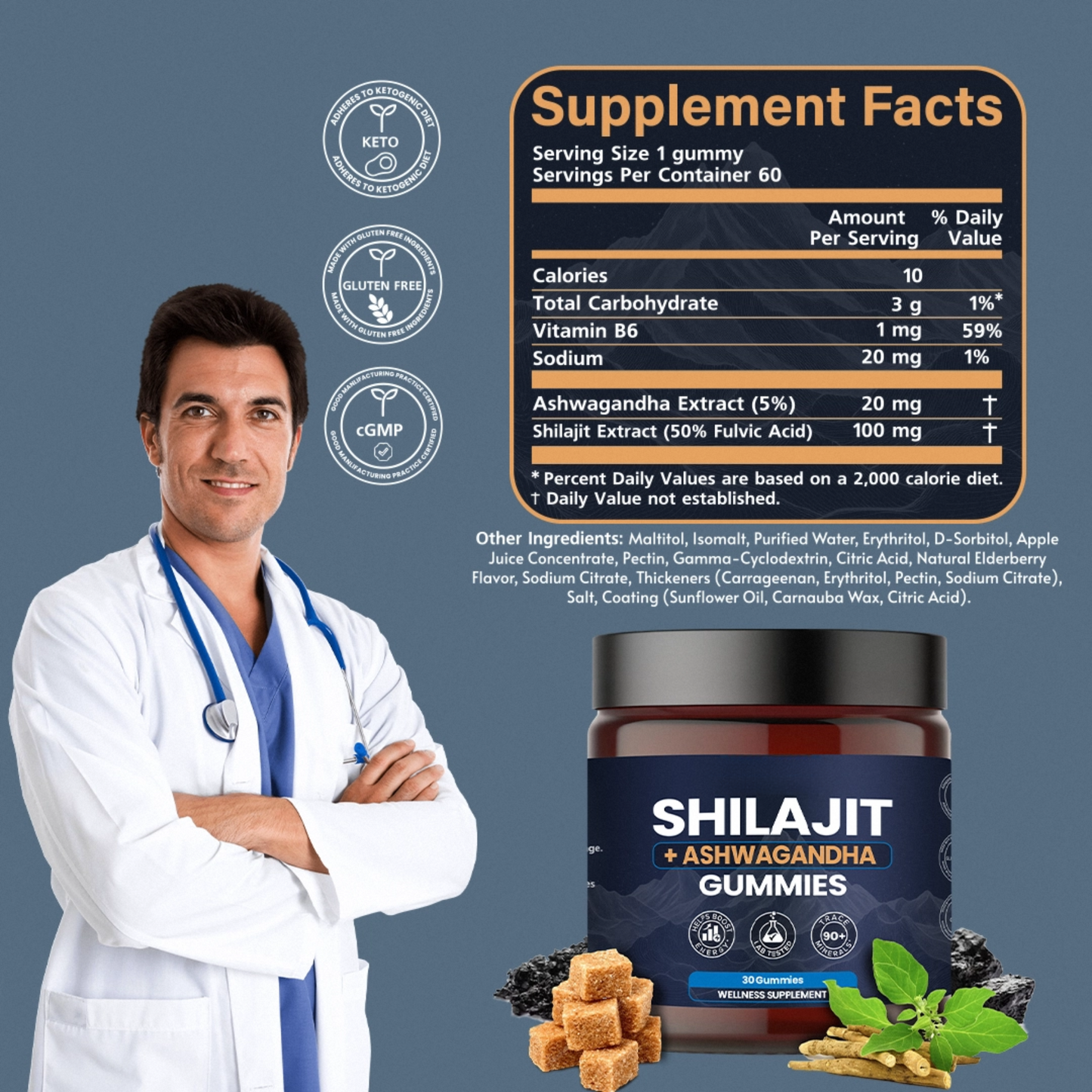 KASTOX SHILAJIT & ASHWAGANDHA 2 IN 1 WELLNESS GUMMIES