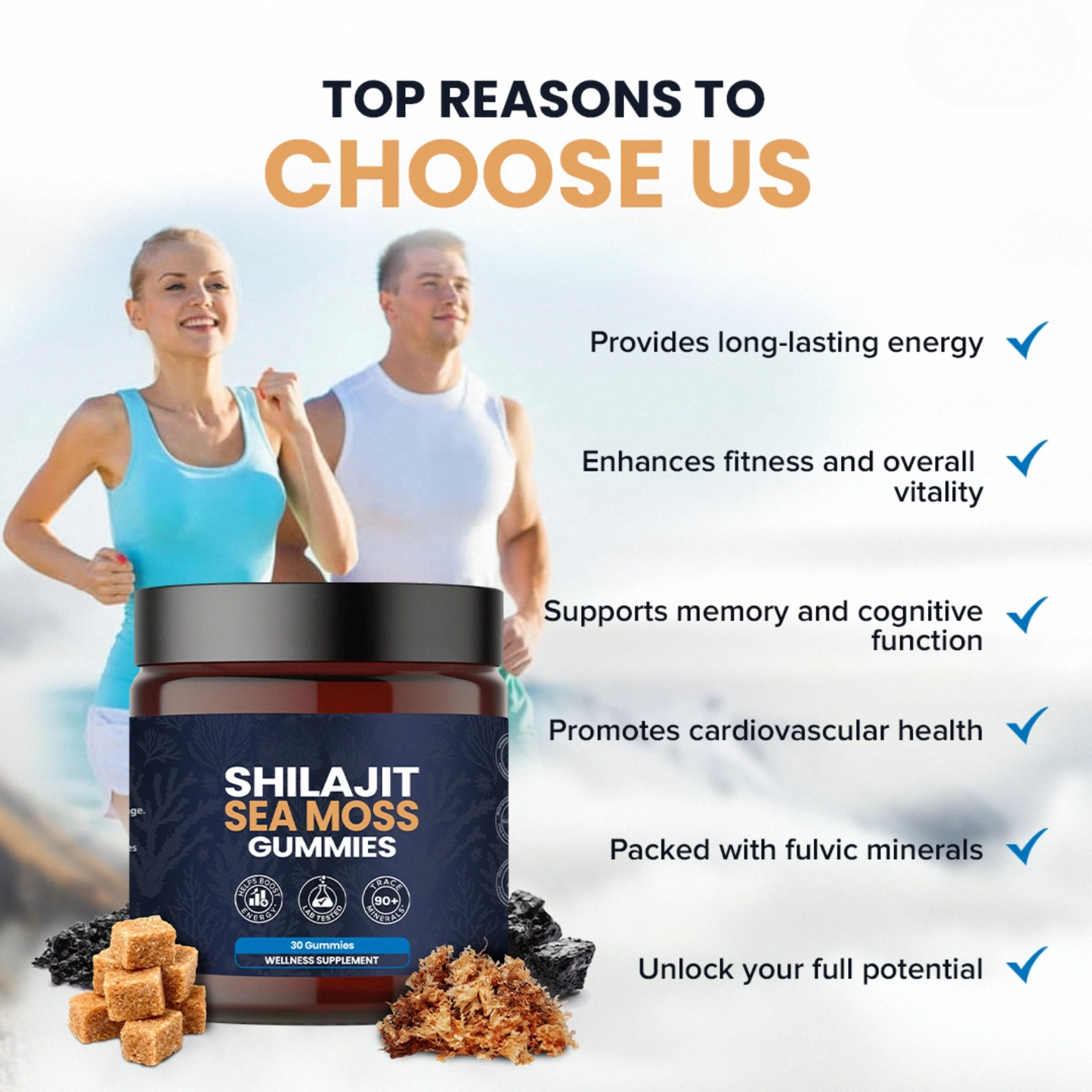 KASTOX SHILAJIT & SEAMOSS 2 IN 1 WELLNESS GUMMIES