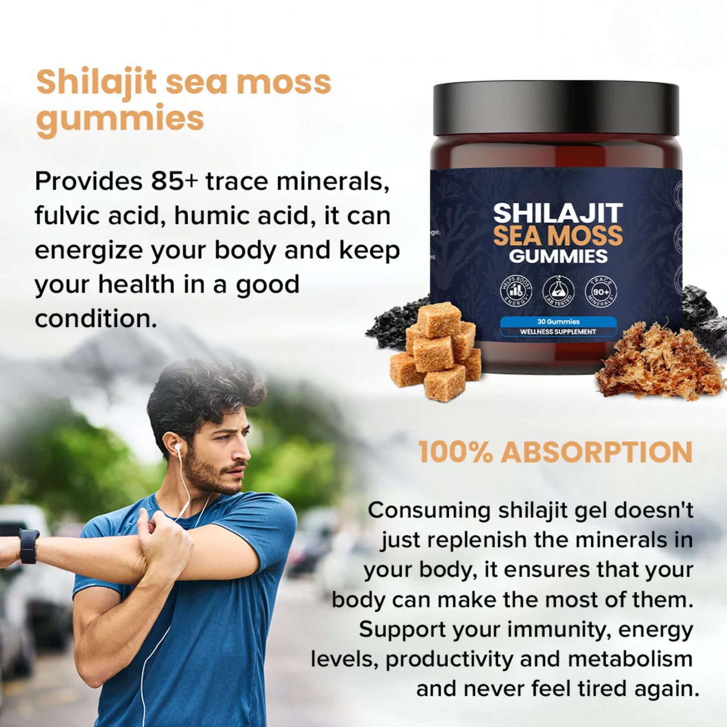 KASTOX SHILAJIT & SEAMOSS 2 IN 1 WELLNESS GUMMIES