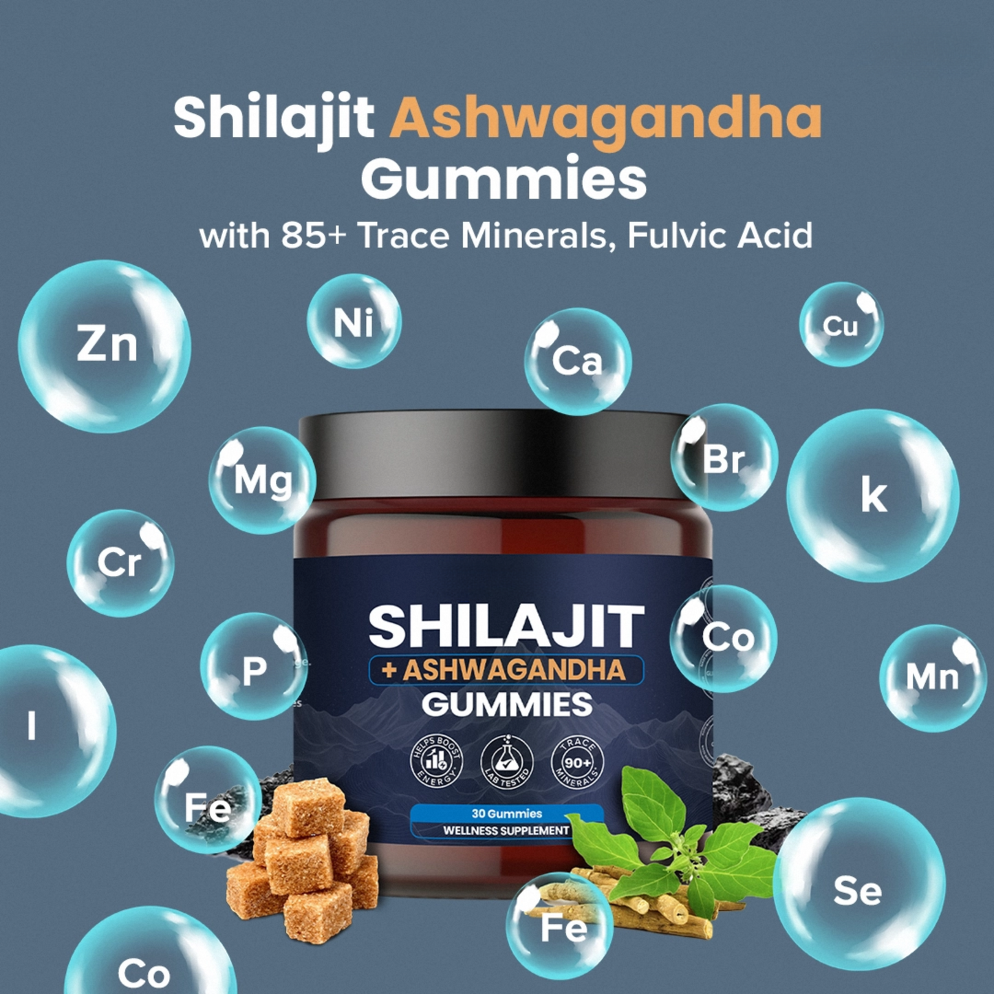 KASTOX SHILAJIT & ASHWAGANDHA 2 IN 1 WELLNESS GUMMIES